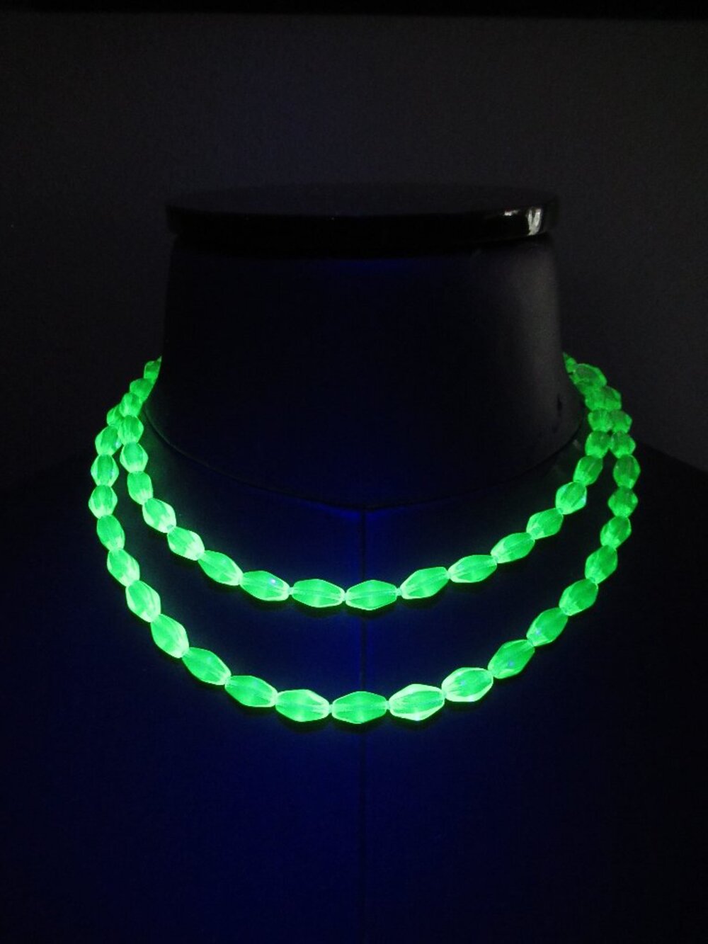 Uranium glass bead necklace